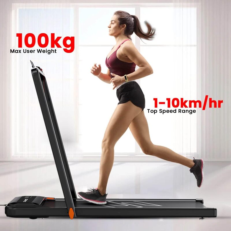Sparnod Fitness STH-3070 Ultra-Thin Foldable Walking Pad Treadmill for Home Use - Store Under a Bed/Sofa, No Installation Required, 4 HP Peak, 100kg Max User Weight, Bluetooth Speakers, Remote